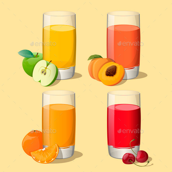GraphicRiver Set of Juices in Glass 9895483 GraphicRiver Set of Juices in Glass 9895483