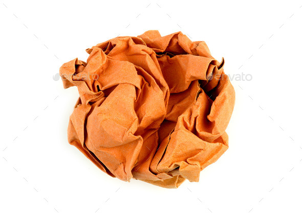 Crumpled ball of orange recylced paper (Misc) Photo Download