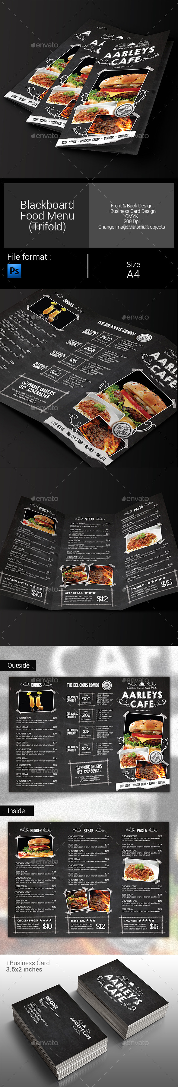 GraphicRiver Blackboard Food Menu Trifold & Business Card 9897895 GraphicRiver Blackboard Food Menu Trifold & Business Card 9897895