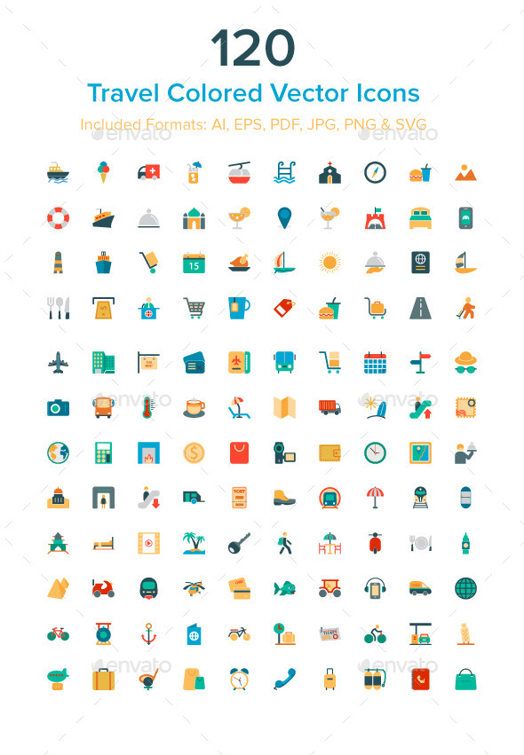 GraphicRiver 120 Travel Colored Vector Icons 9900446 GraphicRiver 120 Travel Colored Vector Icons 9900446