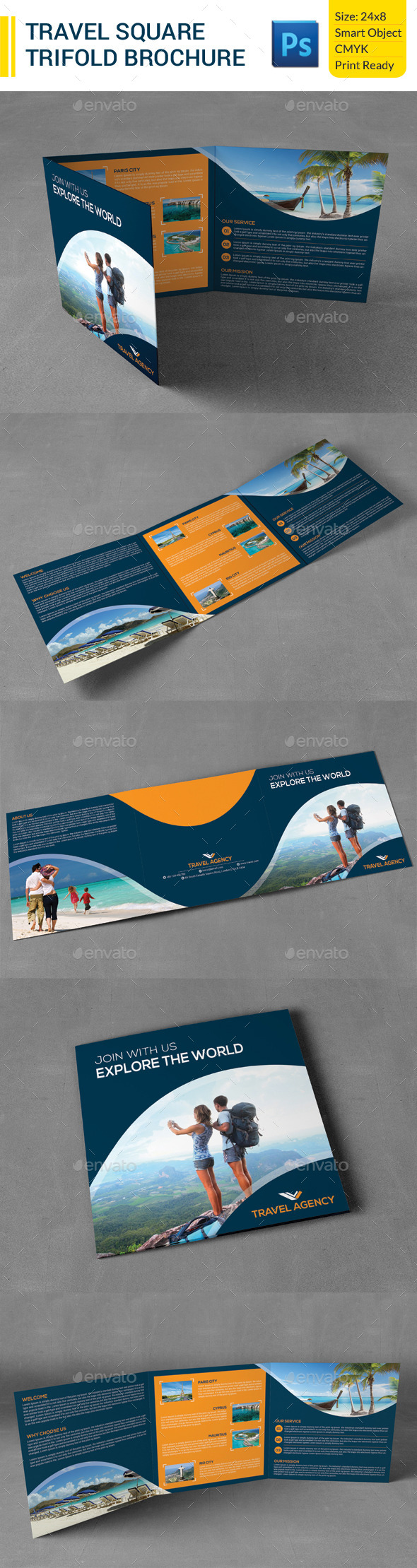 Travel Square Trifold Brochure Travel Square Trifold Brochure