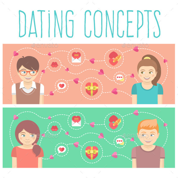 GraphicRiver Dating Concepts with Two Happy Couples 9902393 GraphicRiver Dating Concepts with Two Happy Couples 9902393