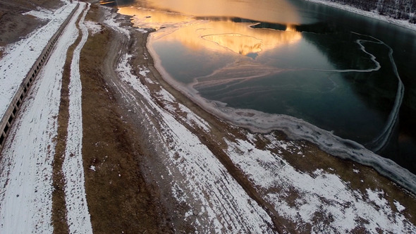 Partially Iced Lake at Sunset Partially Iced Lake at Sunset