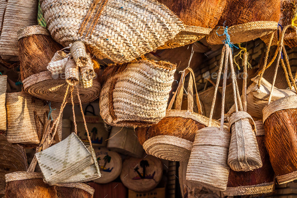 Wicker Basket in Marketplace,Gafsa,Tunisia
