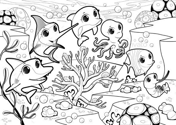 GraphicRiver Marine Animals Under the Sea 9904219 GraphicRiver Marine Animals Under the Sea 9904219