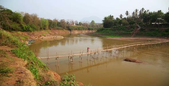 Empty Bamboo Bridge Luang Prabang Laos 5 Empty Bamboo Bridge Luang Prabang Laos 5