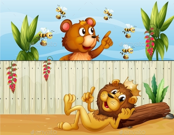 Lion and Bear with Bees Lion and Bear with Bees