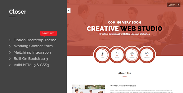 closer - bootstrap 3 coming soon page 