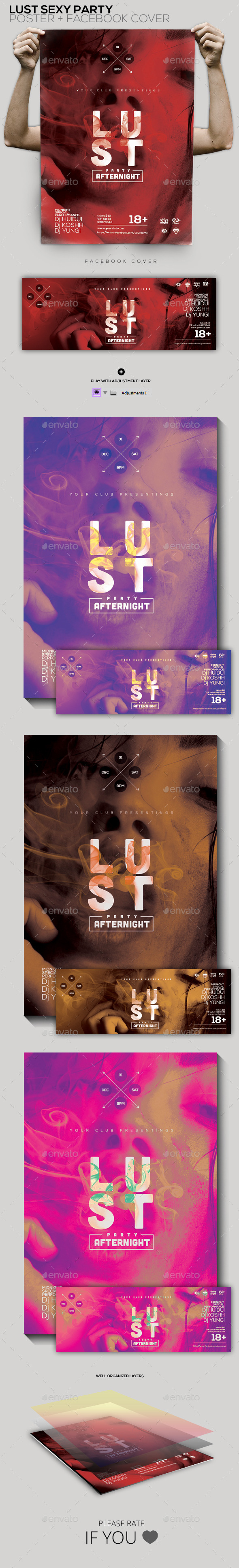 Lust After Night Party Flyer/Poster/Facebook Cover (Clubs & Parties)