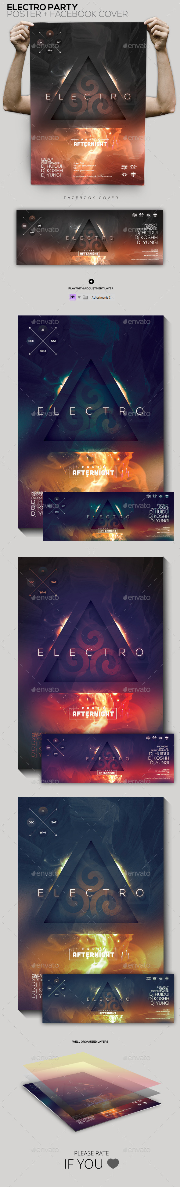 Electro Party Flyer/Poster/Facebook Cover (Clubs & Parties)