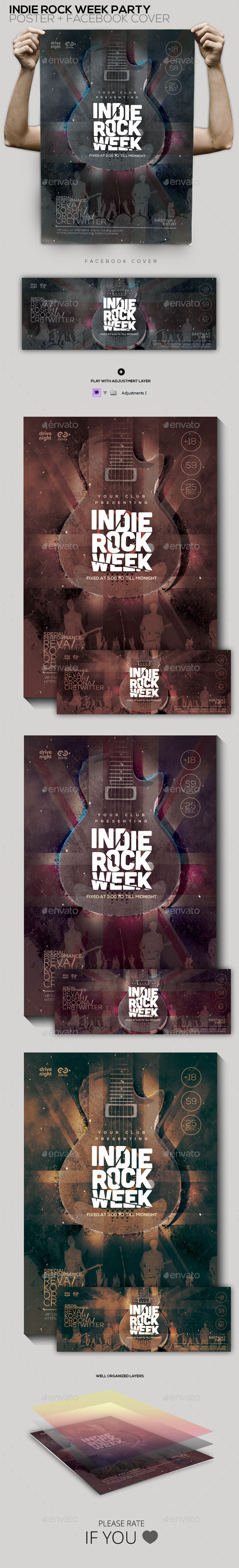 Indie Rock Week Party Poster/Facebook Cover (Concerts)