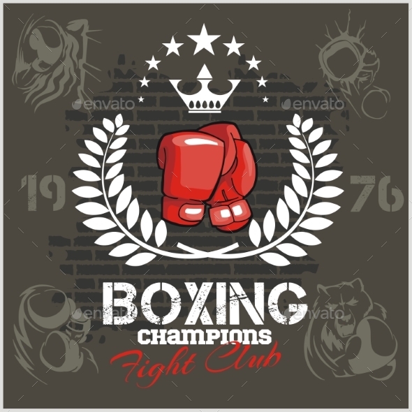 Boxing labels and icons set Vector illustration Boxing labels and icons set Vector illustration