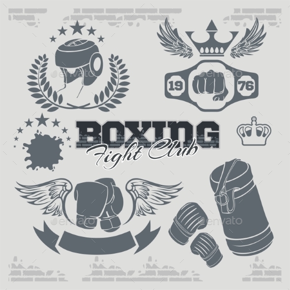 GraphicRiver Boxing Labels and Icons Set 9924452 GraphicRiver Boxing Labels and Icons Set 9924452