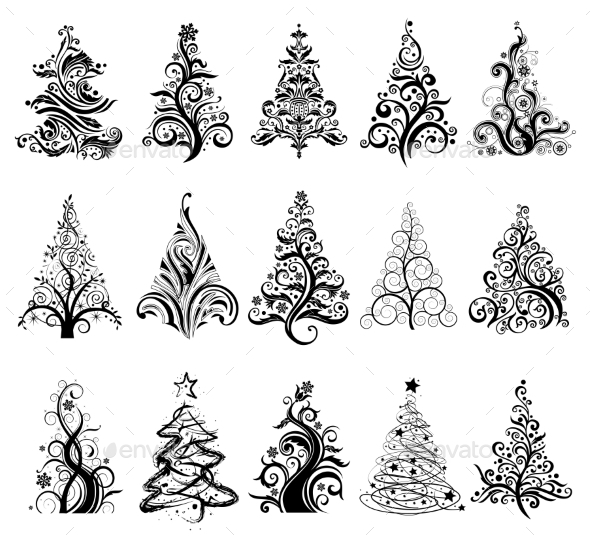 GraphicRiver Set of Luxury Christmas Trees 9924724 GraphicRiver Set of Luxury Christmas Trees 9924724