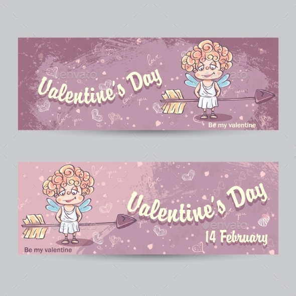 GraphicRiver Set of Horizontal Greeting Cards for Valentine s Day 9928425 GraphicRiver Set of Horizontal Greeting Cards for Valentine s Day 9928425
