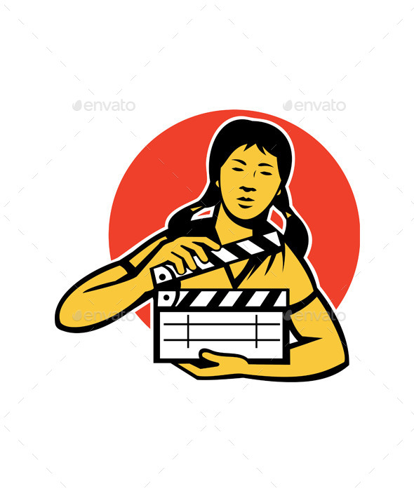 GraphicRiver Asian Woman with Movie Clapboard 9929054 GraphicRiver Asian Woman with Movie Clapboard 9929054