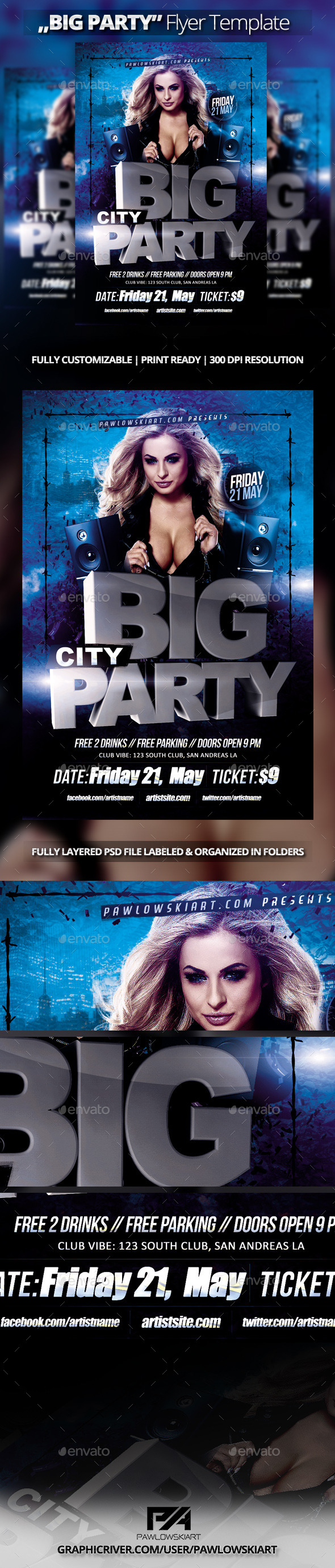 BIG PARTY Flyer Template (Clubs & Parties)