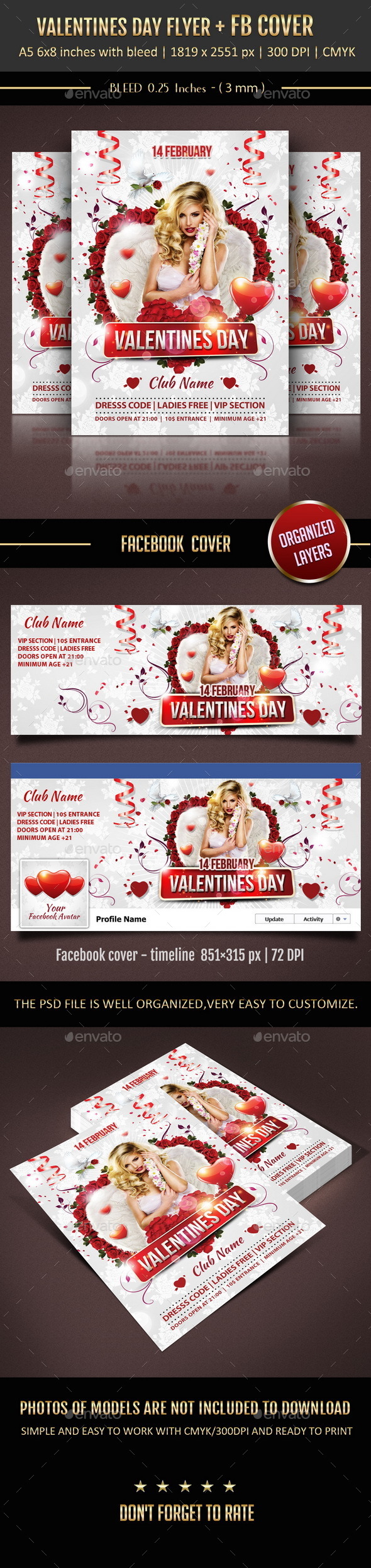 Valentines Day Flyer + Facebook Cover (Holidays)