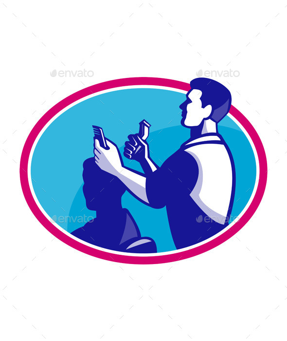GraphicRiver Retro Barber Cutting Hair in Barbershop 9929081 GraphicRiver Retro Barber Cutting Hair in Barbershop 9929081