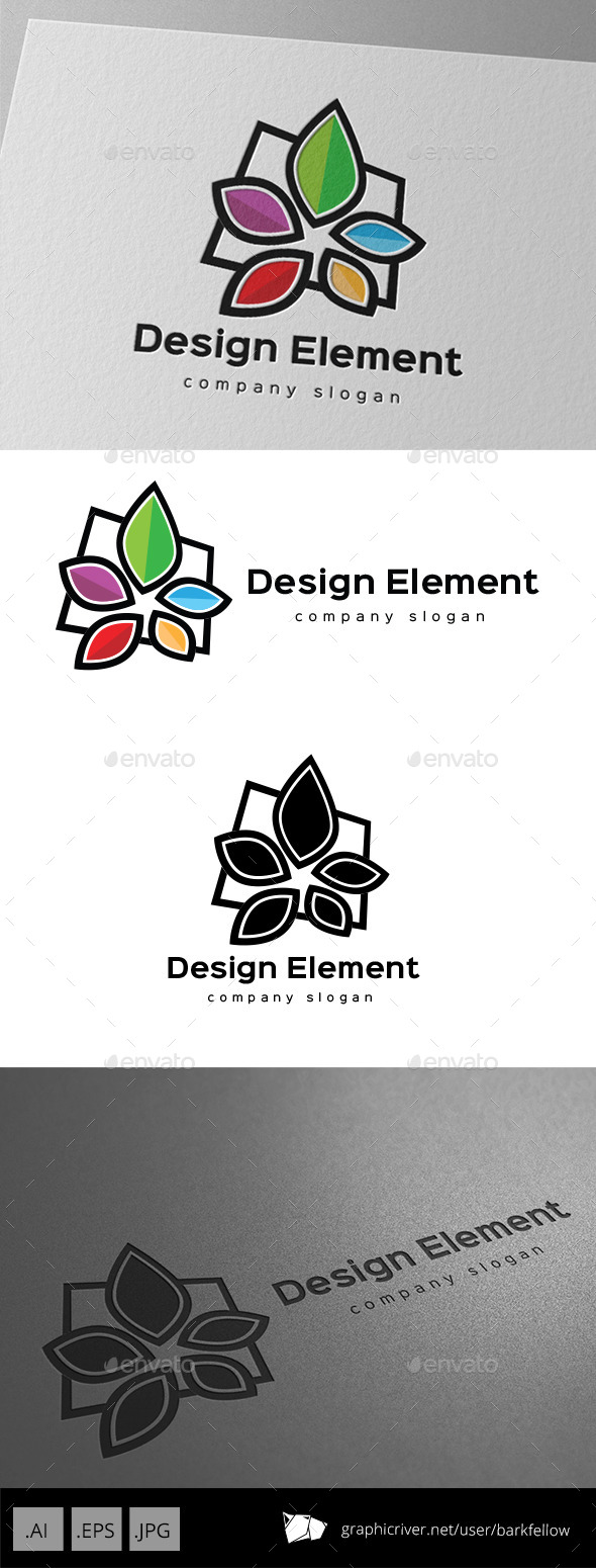 GraphicRiver Five Color Element Flower Logo 9929170 GraphicRiver Five Color Element Flower Logo 9929170