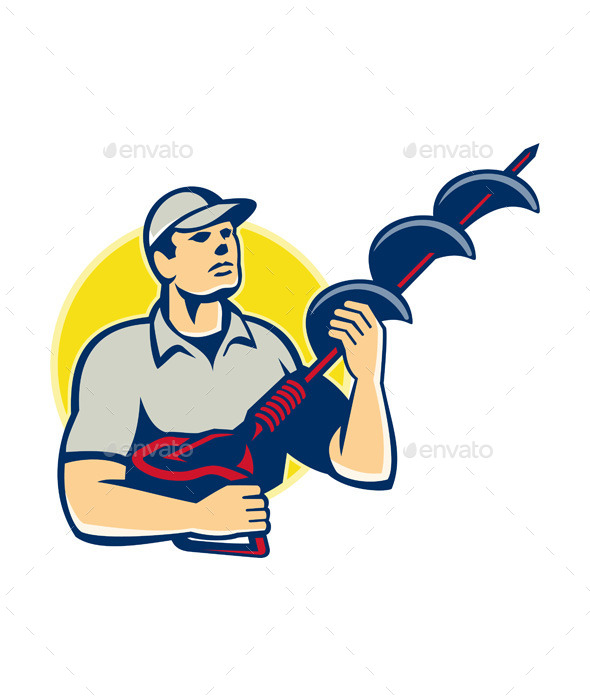 GraphicRiver Builder Worker with Hole Driller Auger 9929229 GraphicRiver Builder Worker with Hole Driller Auger 9929229