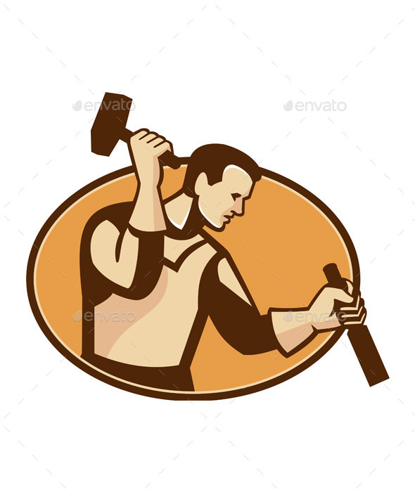 GraphicRiver Carpenter Sculptor with Hammer 9929649 GraphicRiver Carpenter Sculptor with Hammer 9929649