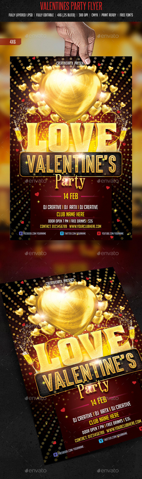 Valentines Party Flyer (Clubs & Parties)