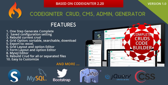 codeigniter cms - crud builder - administrator 