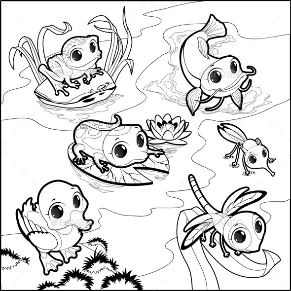 GraphicRiver Animals in a Pond 9930493 GraphicRiver Animals in a Pond 9930493