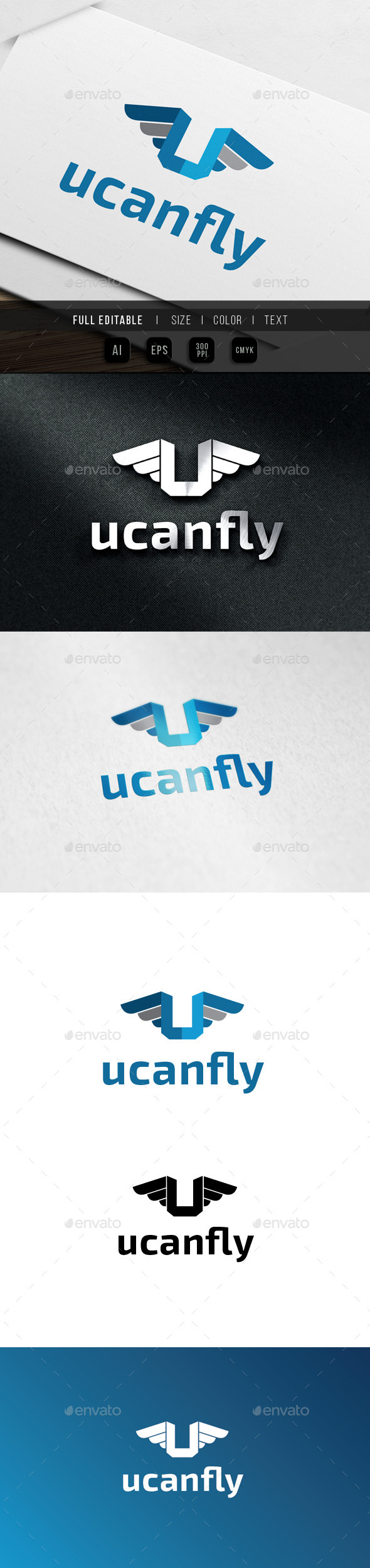 Letter U Fly Wing Logo Letter U Fly Wing Logo