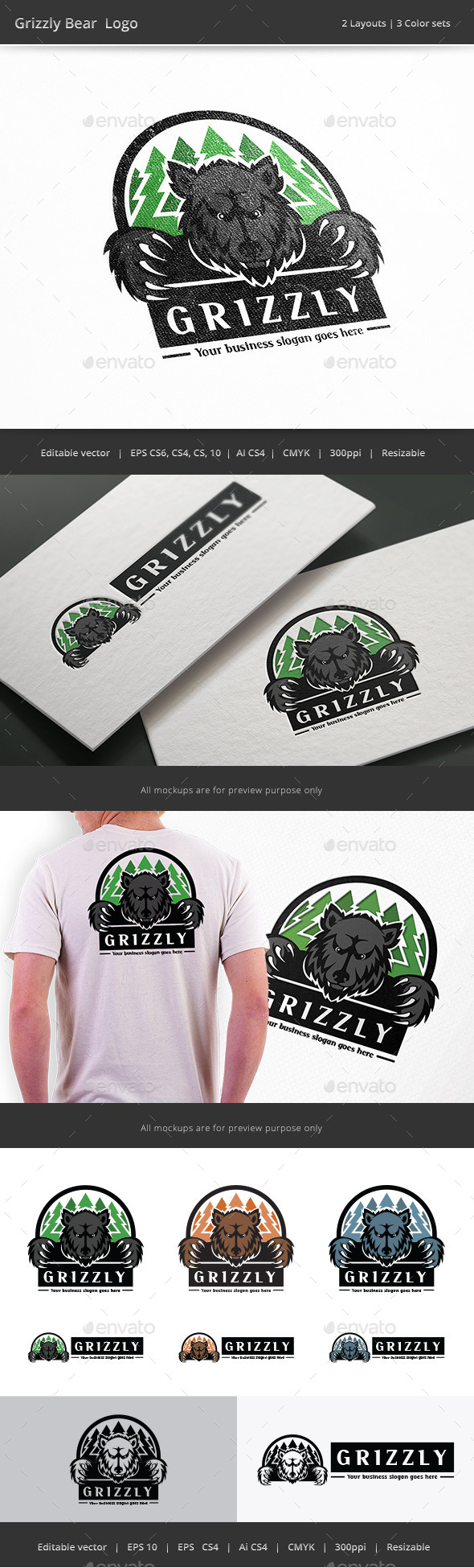 GraphicRiver Grizzly Bear Forest Logo 9934808 GraphicRiver Grizzly Bear Forest Logo 9934808