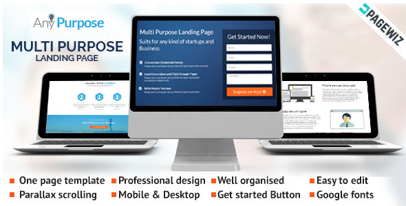 anypurpose - a multipurpose pagewiz landing page 