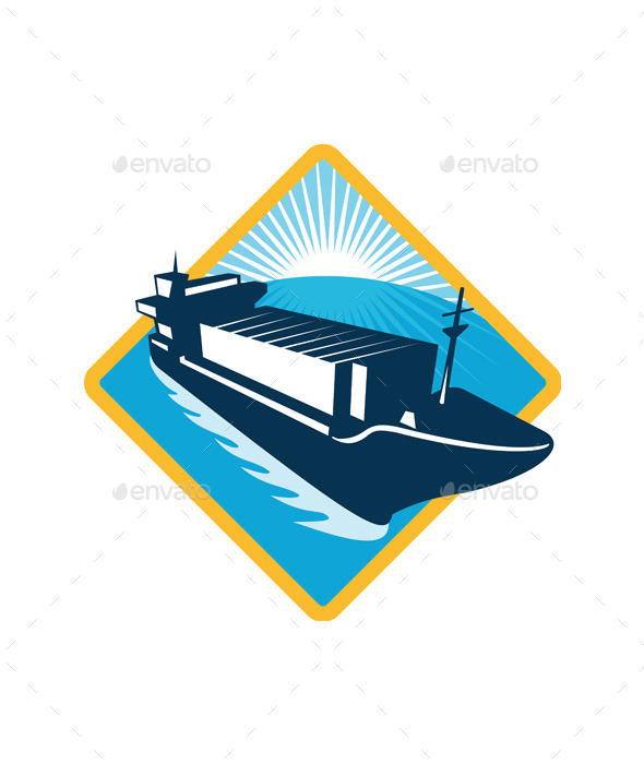 GraphicRiver Container Ship Retro Diamond 9936116 GraphicRiver Container Ship Retro Diamond 9936116