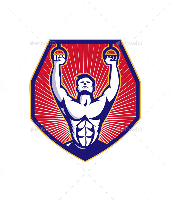 GraphicRiver Crossfit Training Athlete Rings Retro 9936206 GraphicRiver Crossfit Training Athlete Rings Retro 9936206