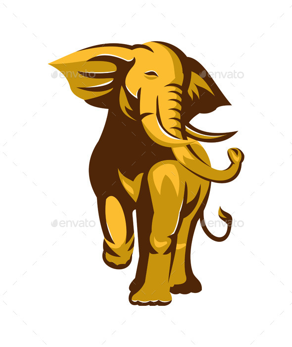 GraphicRiver Retro African Bull Elephant Charging 9936484 GraphicRiver Retro African Bull Elephant Charging 9936484