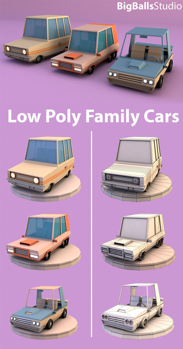 3DOcean Low Poly family cars 9939633 3DOcean Low Poly family cars 9939633