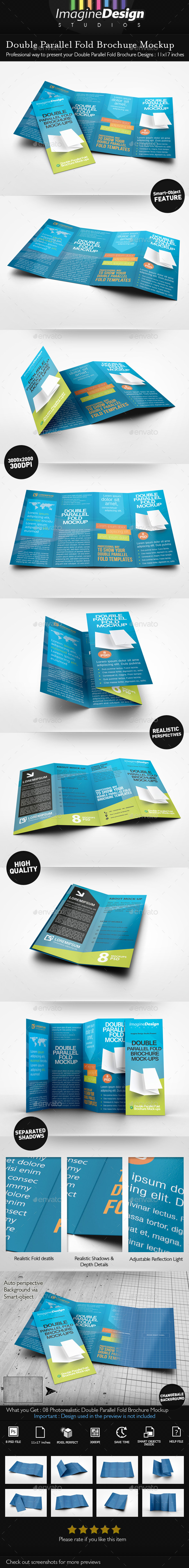 Double Parallel Fold Brochure Mockup Double Parallel Fold Brochure Mockup