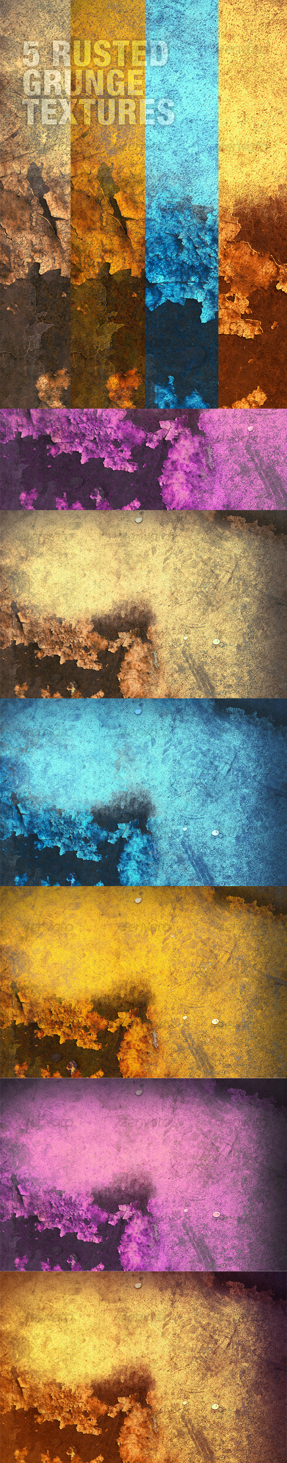 A Rusted Grunge Textures Pack in 5 Colours A Rusted Grunge Textures Pack in 5 Colours