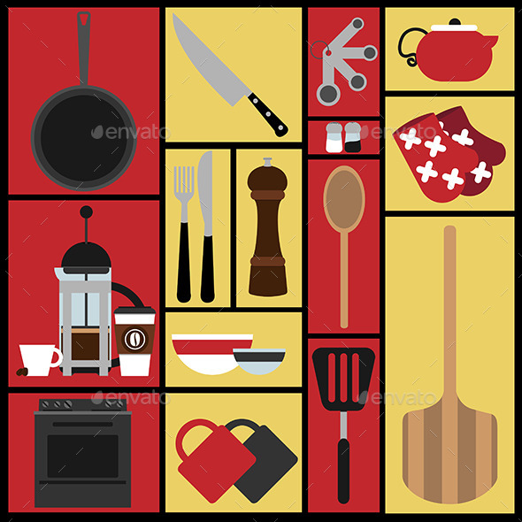 Set of 15 Kitchen Illustrations (Food)