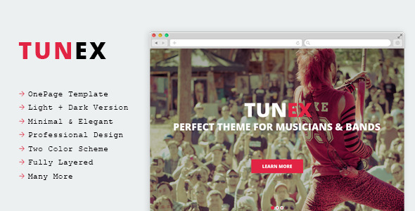 TUNEX - Music & Entertainment PSD Template