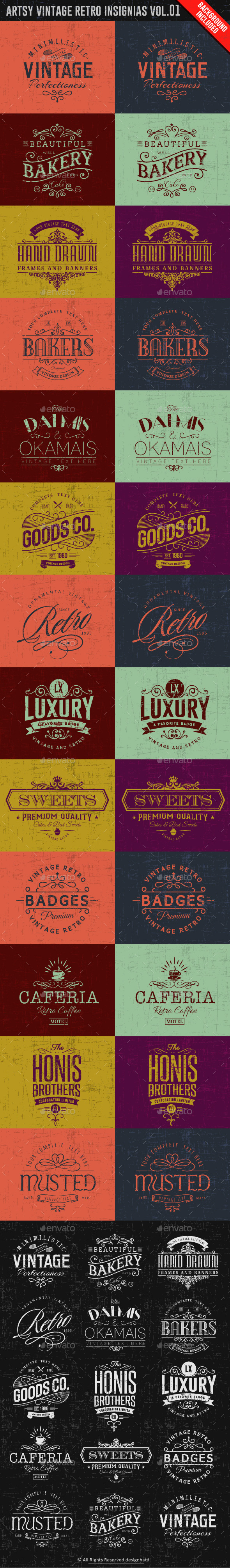 Artsy Vintage Retro Insignia and Logos Vol.01 (Badges & Stickers)