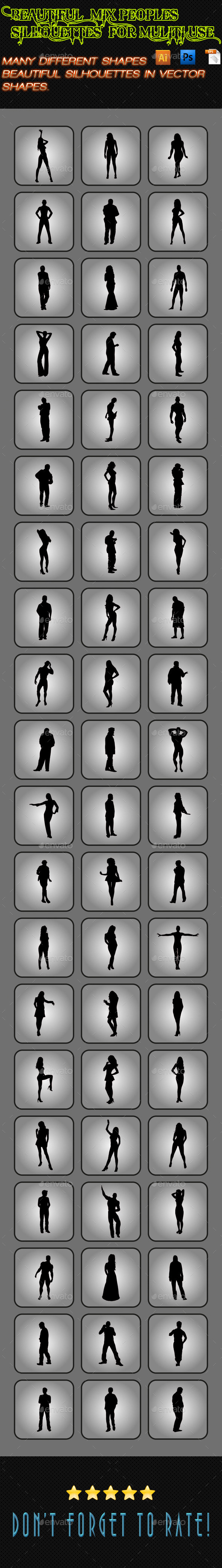 Mix of Men and Women Silhouettes (People)