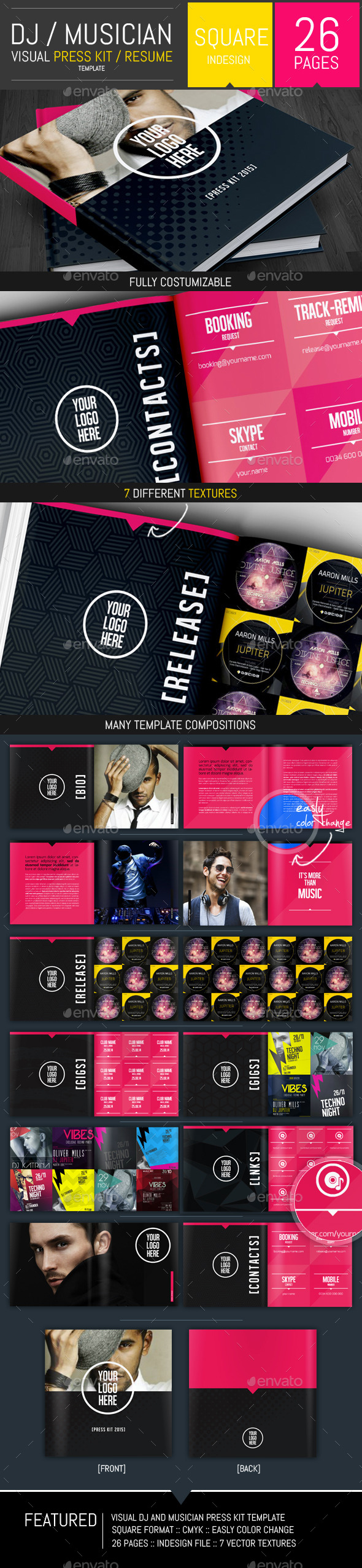 Dj and Musician Visual Press Kit / Resume Template