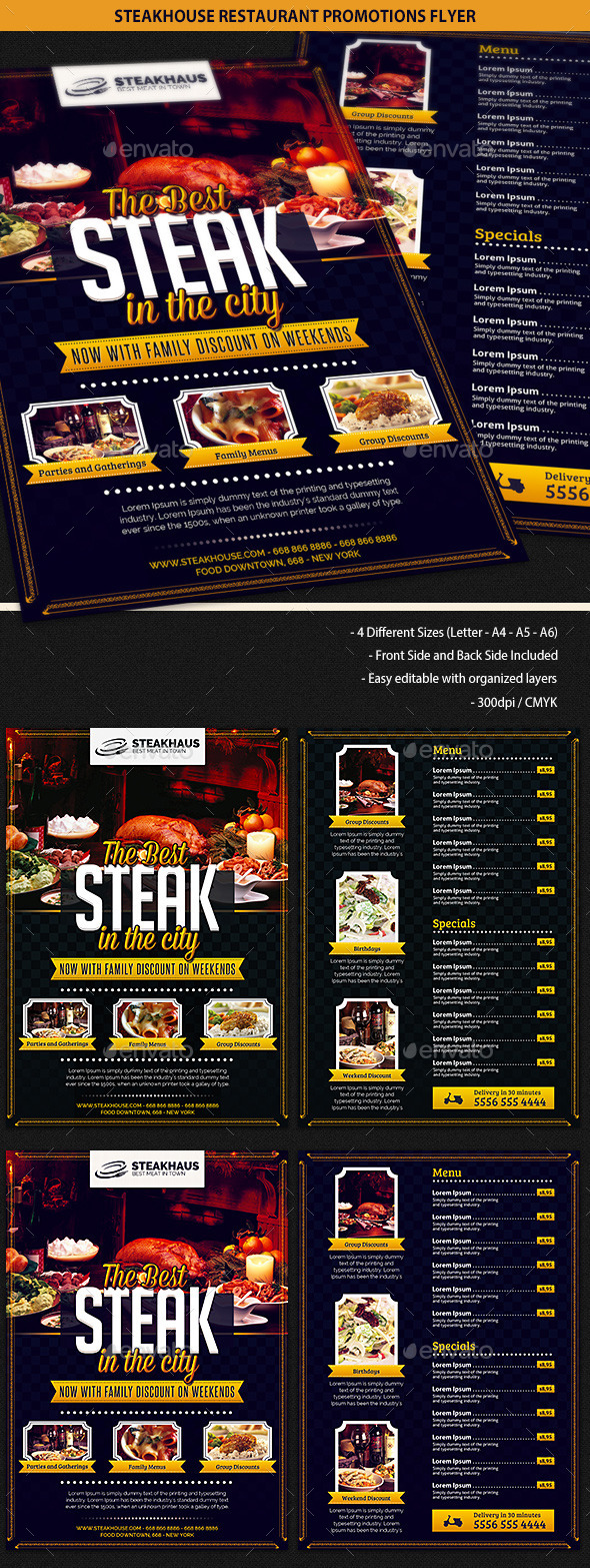 Steakhouse Restaurant Promotions Flyer (Restaurant)