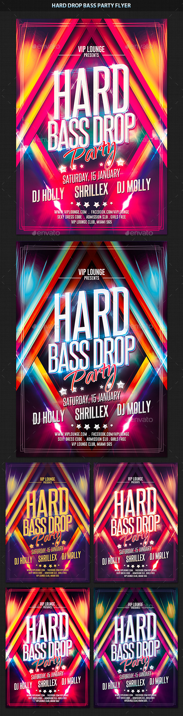 Hard Bass Drop Party Flyer (Clubs & Parties)