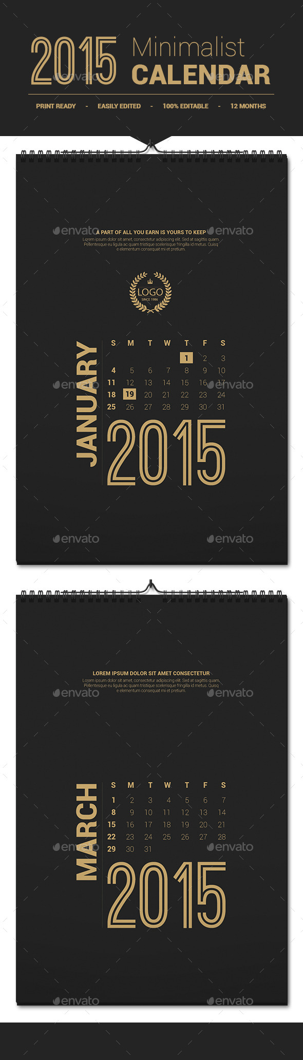 Minimalist Calendar Template 2015 (Calendars)