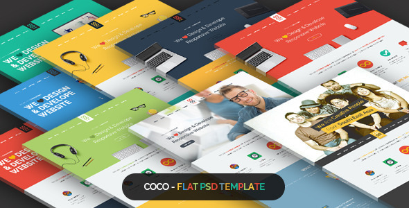 coco - flat one page psd template 