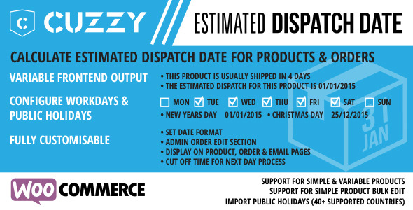 woocommerce - estimated dispatch date 