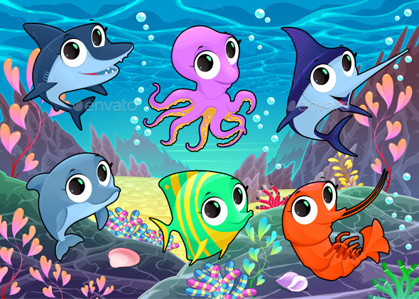 GraphicRiver Marine Animals in the Sea 9949829 GraphicRiver Marine Animals in the Sea 9949829