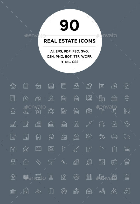 GraphicRiver 90 Real Estate Icons 9951398 GraphicRiver 90 Real Estate Icons 9951398